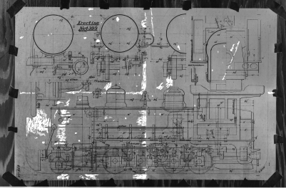 Schematics for #375 (as built for Cystal River). Note the extended smokebox and forward position of the cab. From the Kenneth E Barnhart Collection.