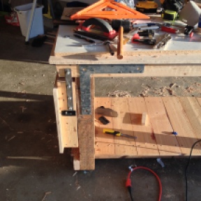 Workbench wing in the "down" position, with supports folded in.